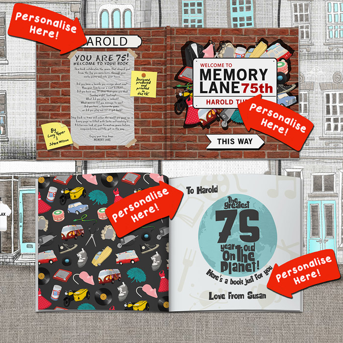 Personalised Book - Memory Lane 75th Birthday