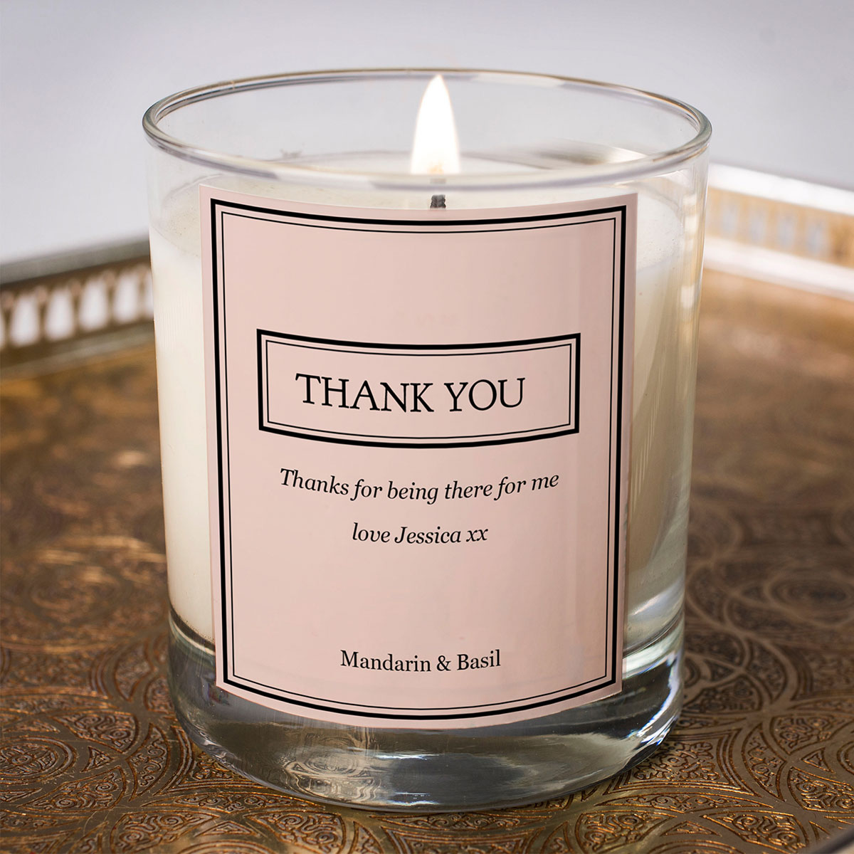 Personalised Scented Candle - Thank You Pink