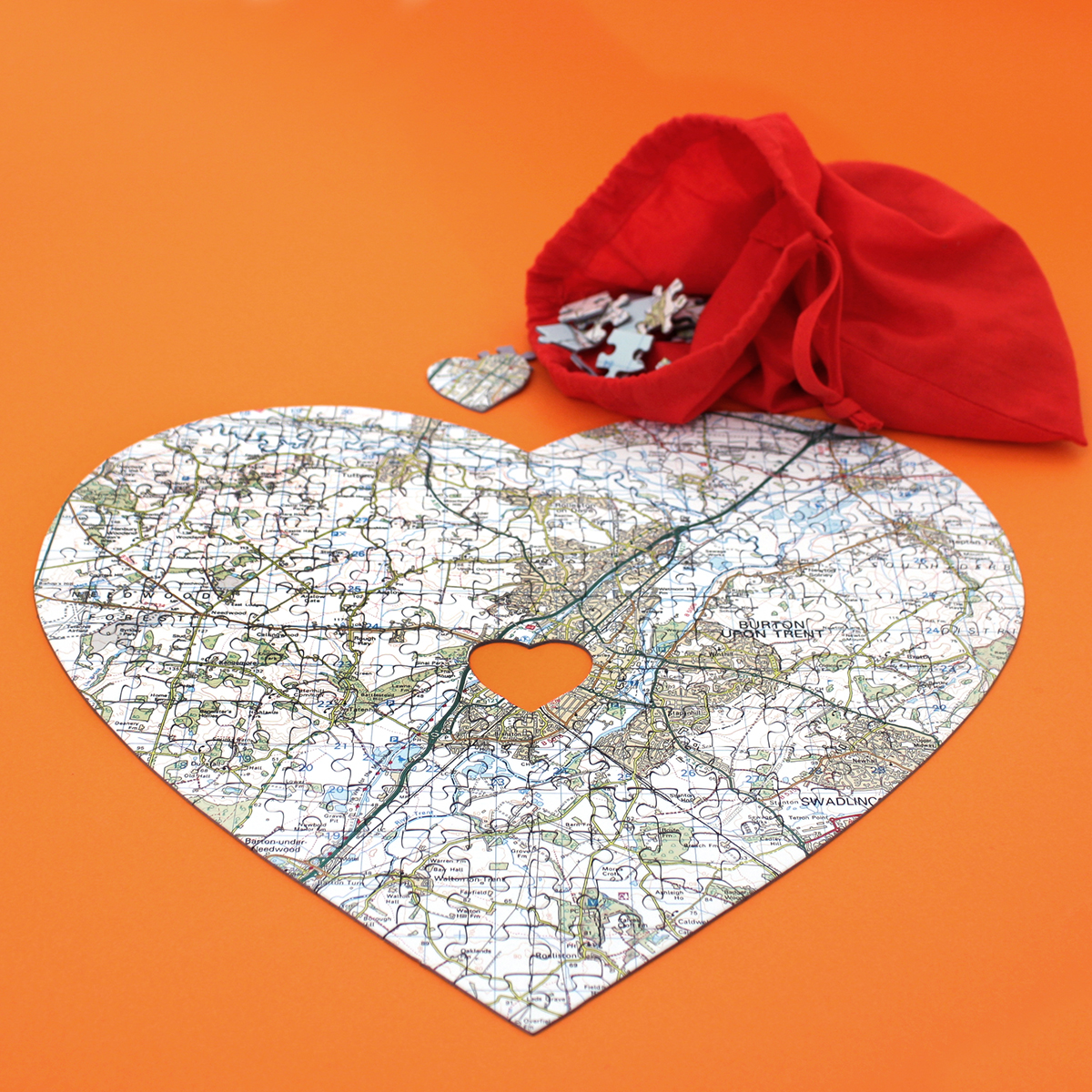 Personalised Heart-Shaped Map Jigsaw