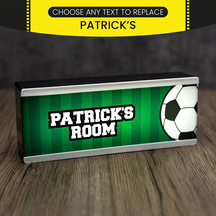 Personalised Room Sign Light Box Football 