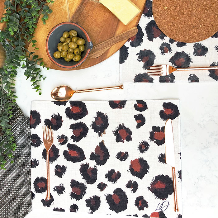 Personalised Set of 2 Leopard Print Placemats