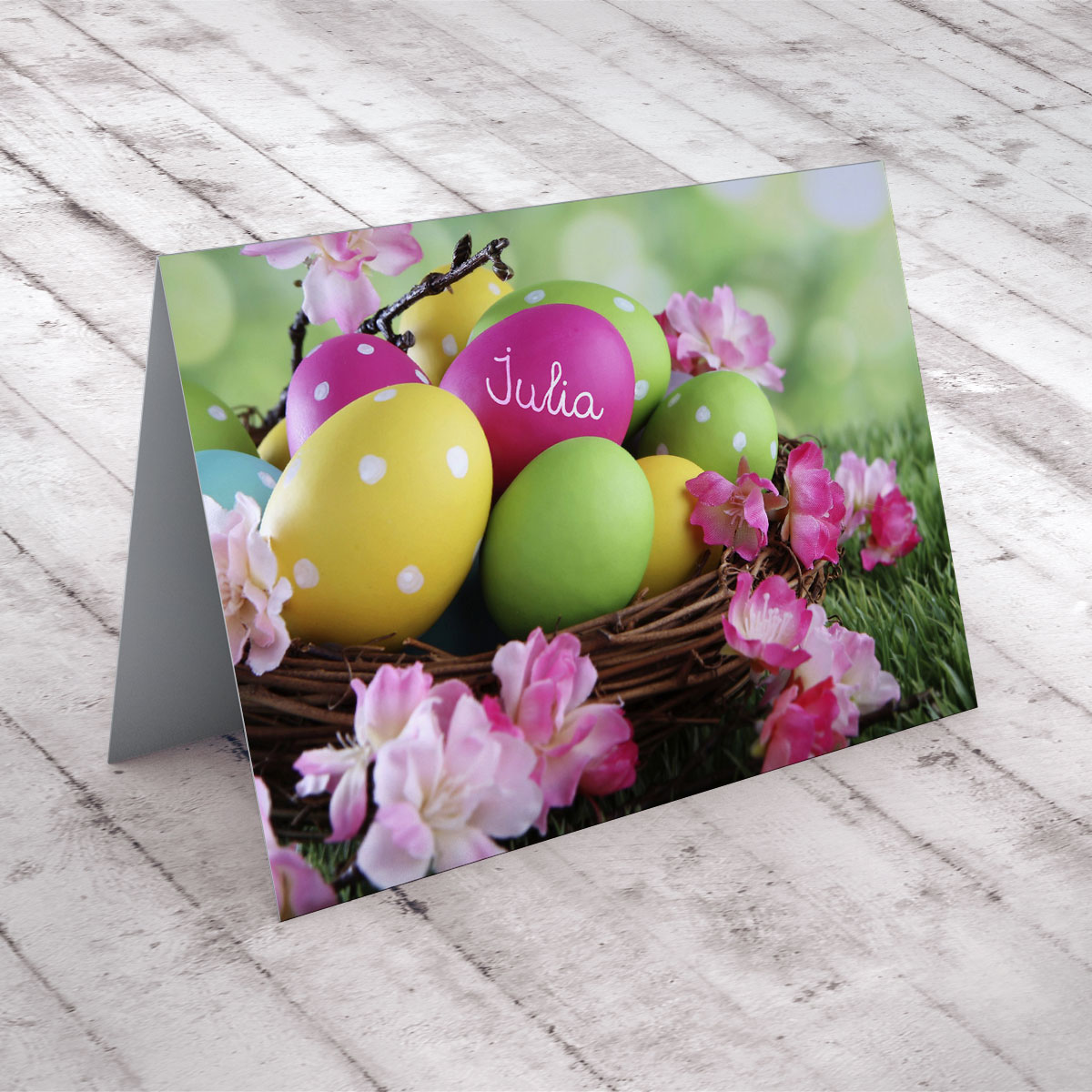 Personalised Easter Card - Basket Of Eggs