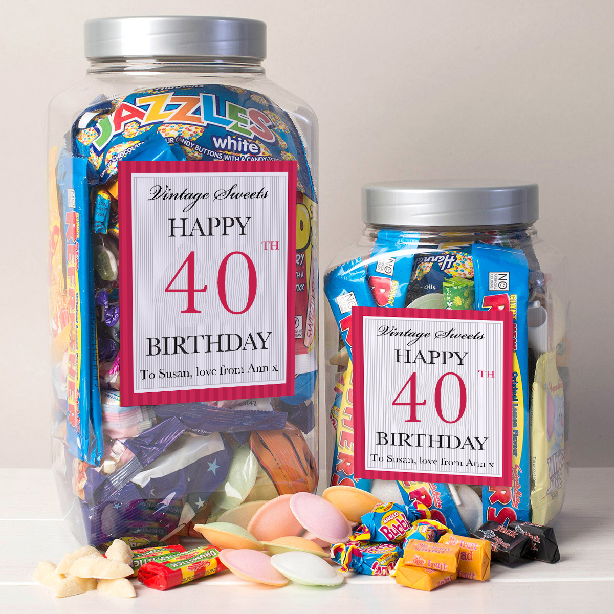 Personalised Retro Sweet Jar - Happy 40th Birthday