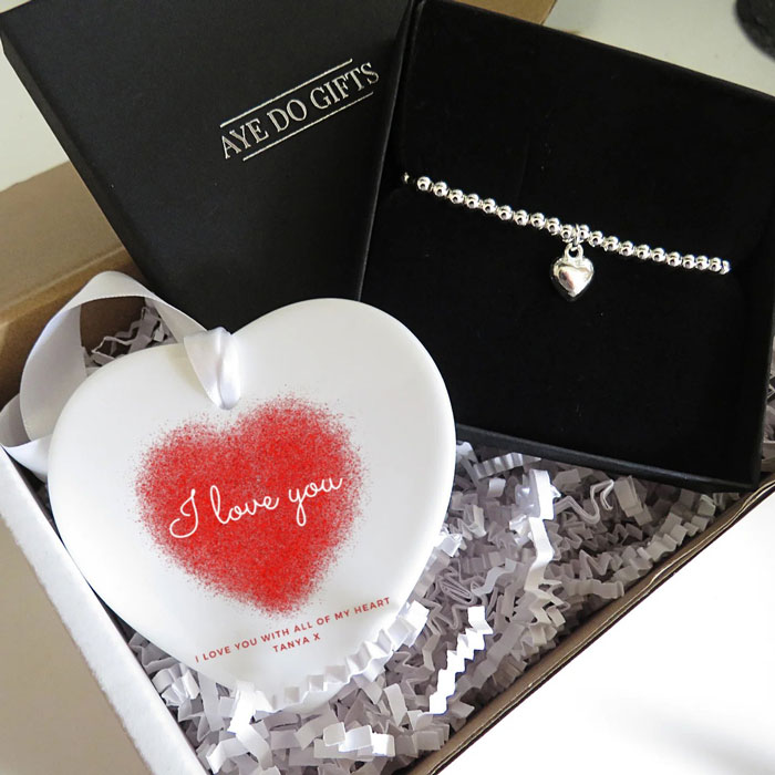 Personalised I Love You Gift Box with Bracelet