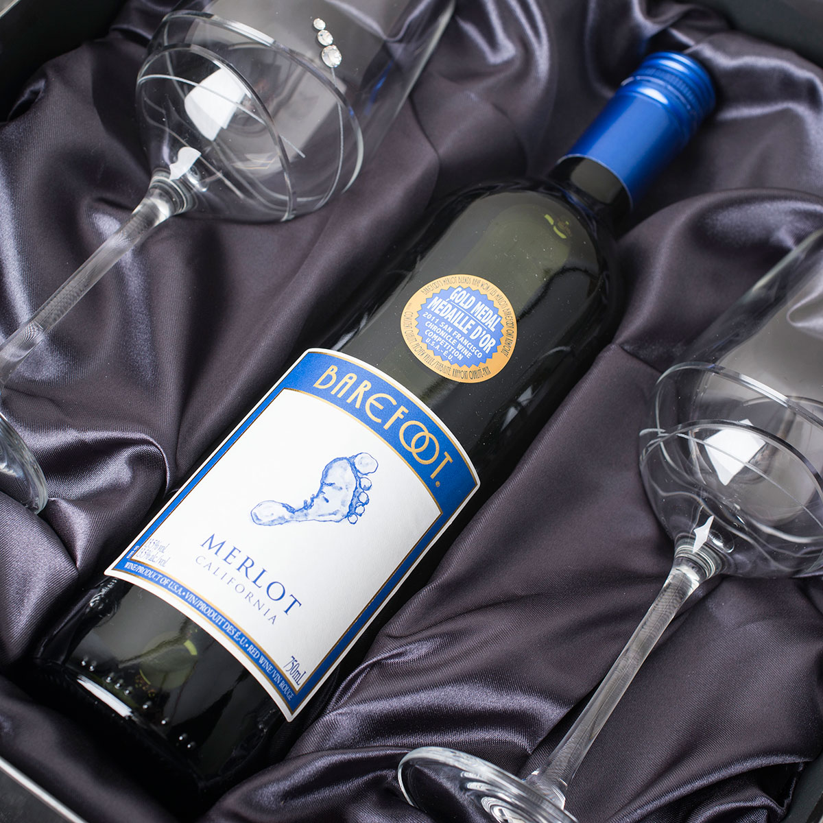 Personalised Set Of Wine Glasses & Bottle Of Wine