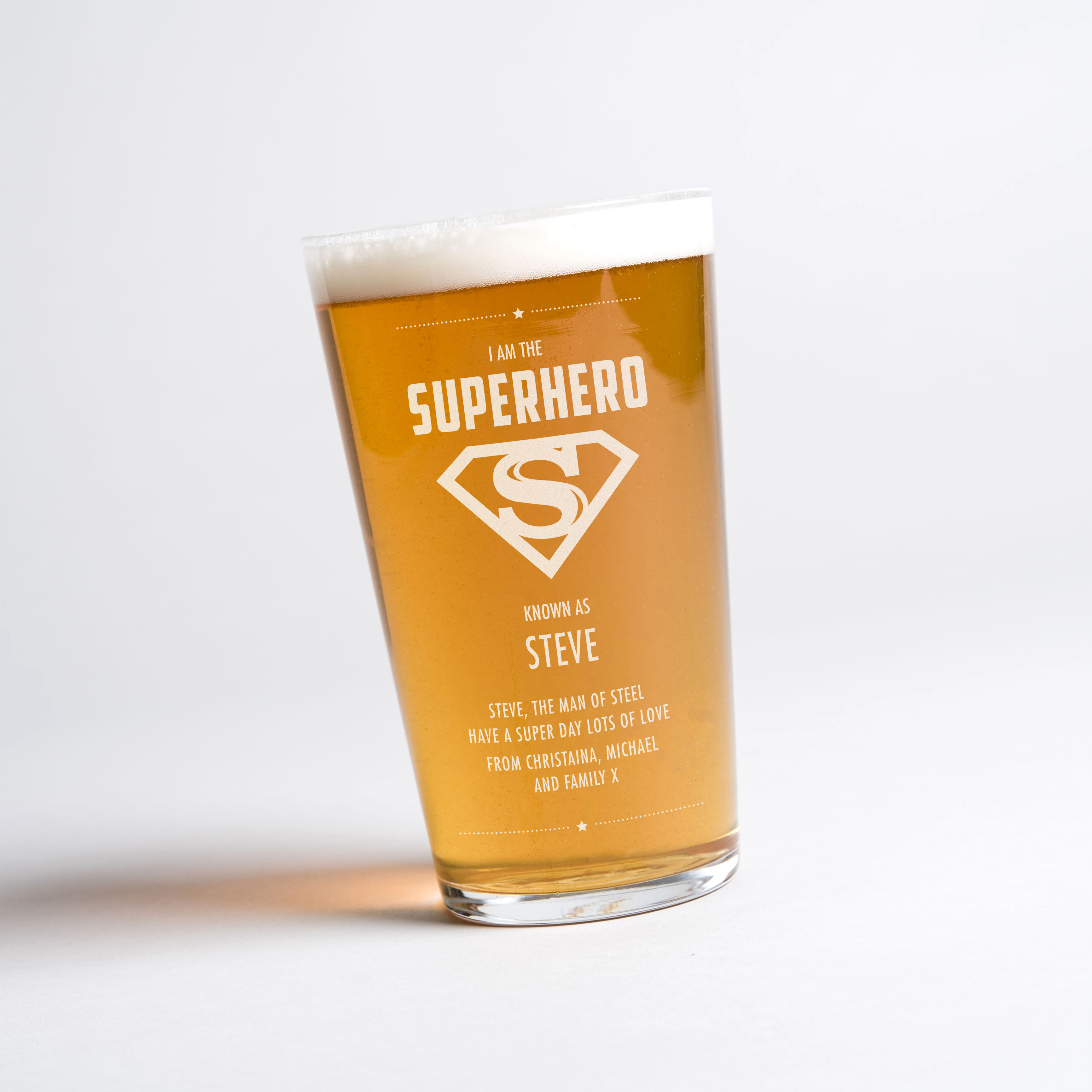 Personalised Pint Glass - Superhero