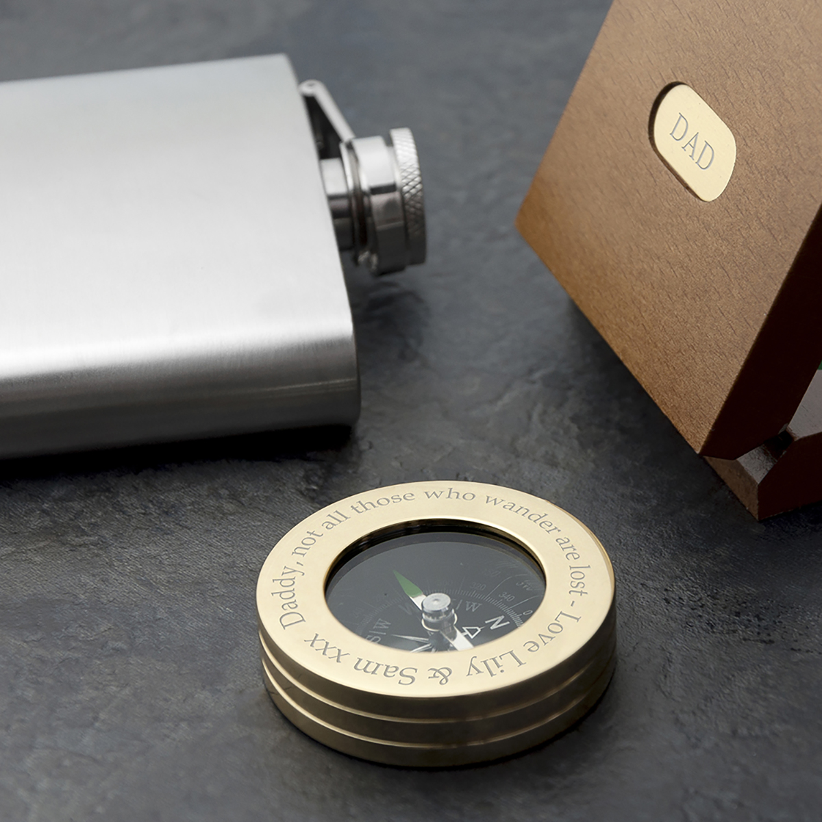 Personalised Brass Traveller's Compass With Personalised Wooden Box