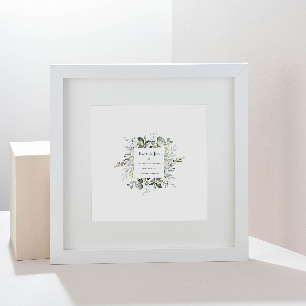 Personalised Names Love Begins in a Moment  Square Print