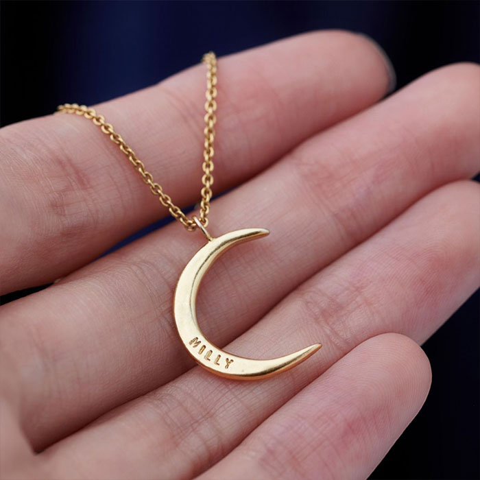 Personalised Posh Totty Crescent Moon Necklace