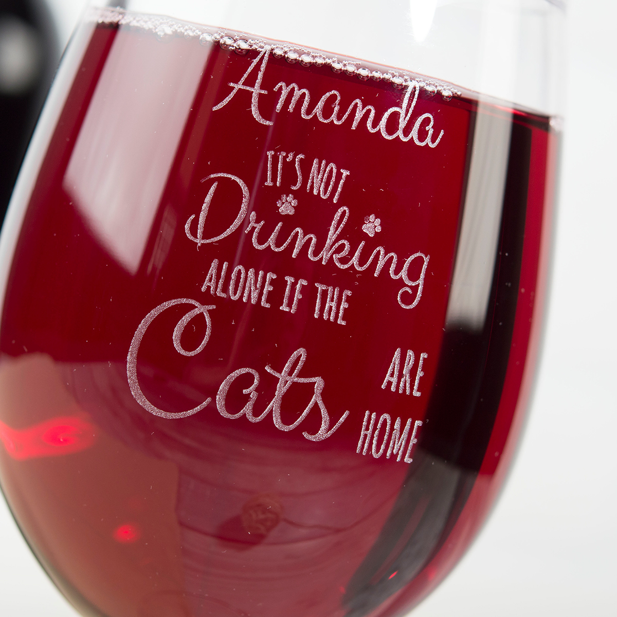 Personalised Wine Glass - Not Drinking Alone If The Cats Are Home