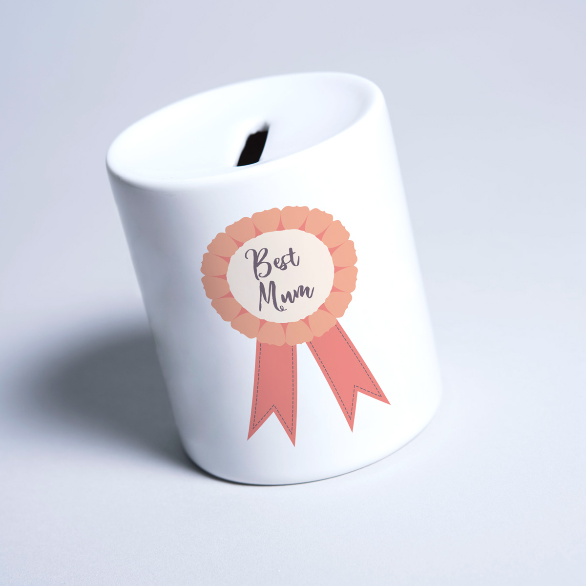 Personalised Ceramic Money Box - Best Mum Rosette