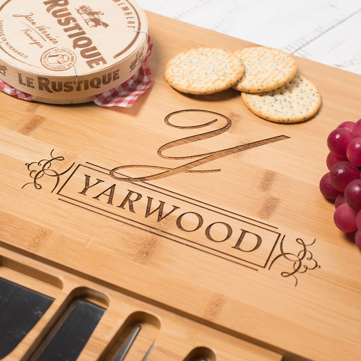 Personalised Large Wooden Cheeseboard - Family Initial