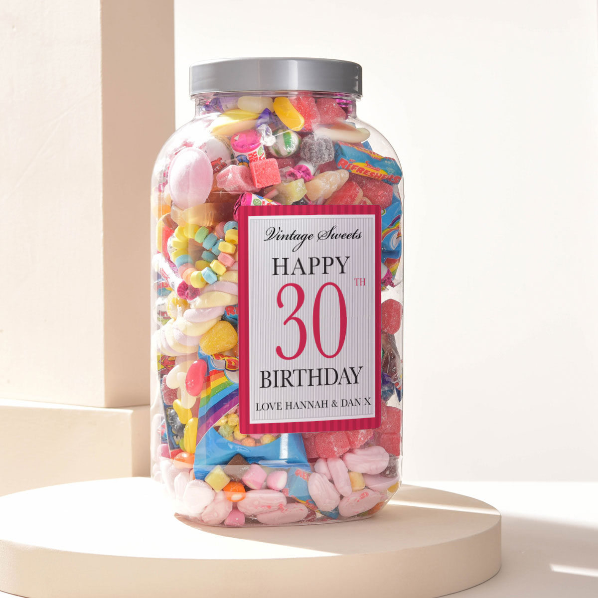 Personalised Retro Sweet Jar - Happy 30th Birthday