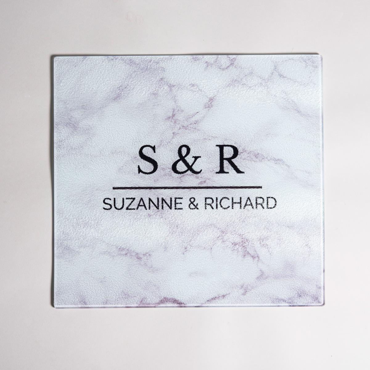 Personalised Glass Chopping Board - Marble Effect
