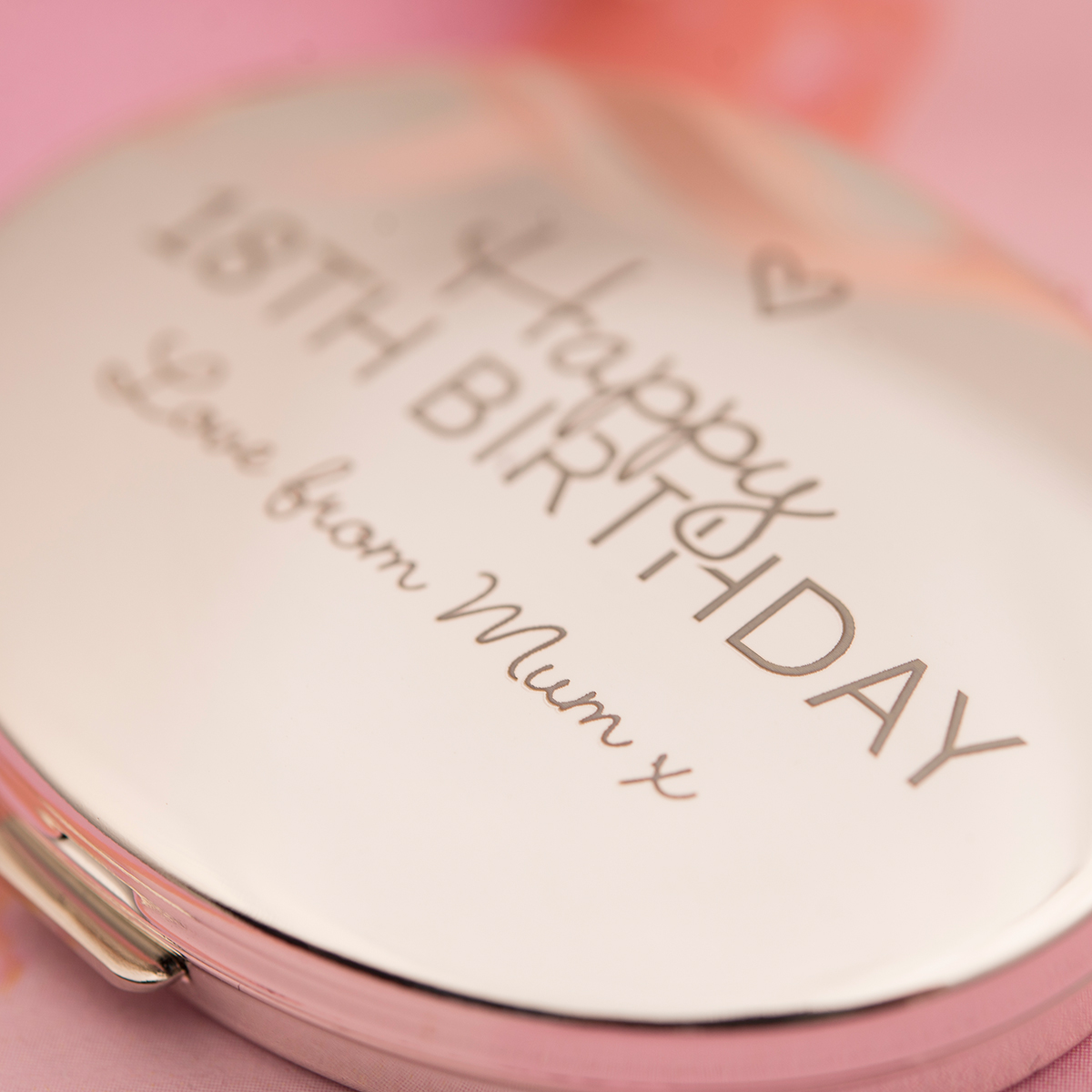 Engraved Silver Oval Compact Mirror - Happy 18th Birthday