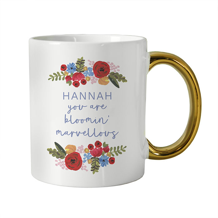 Personalised Bloomin' Marvellous Gold Handled Mug