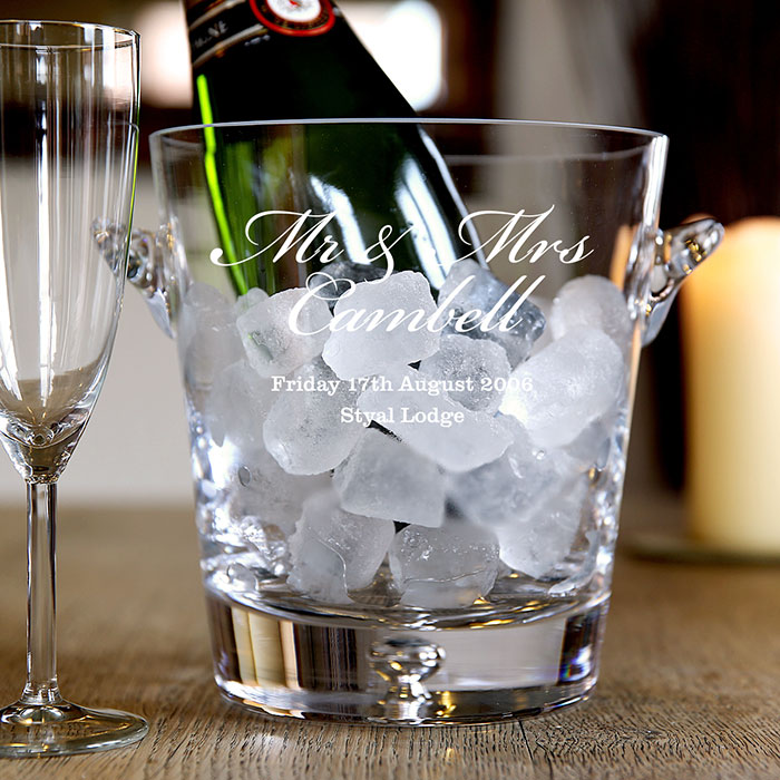 Personalised Crystal Champagne Bucket - Mr and Mrs