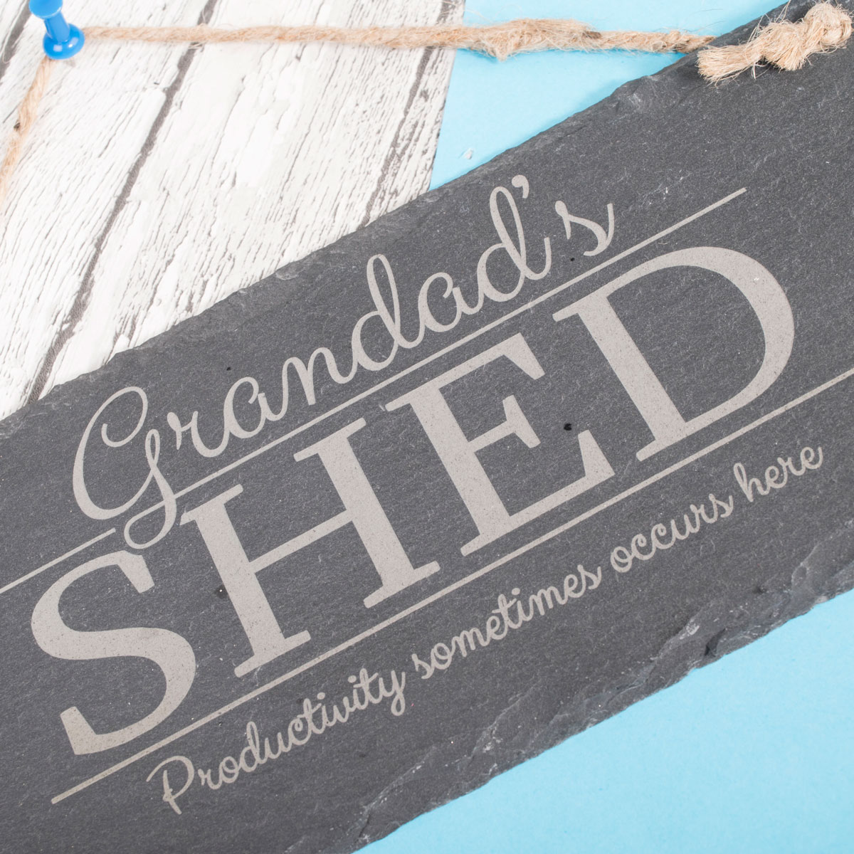 Personalised Hanging Slate Sign - Grandad's Shed