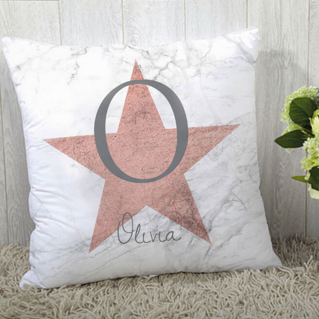 Personalised Cushion - Marble Star Initial & Name