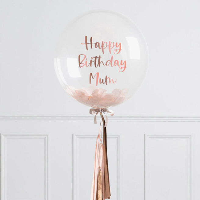 Personalised Rose Gold Tassel Confetti Helium Bubble Balloon