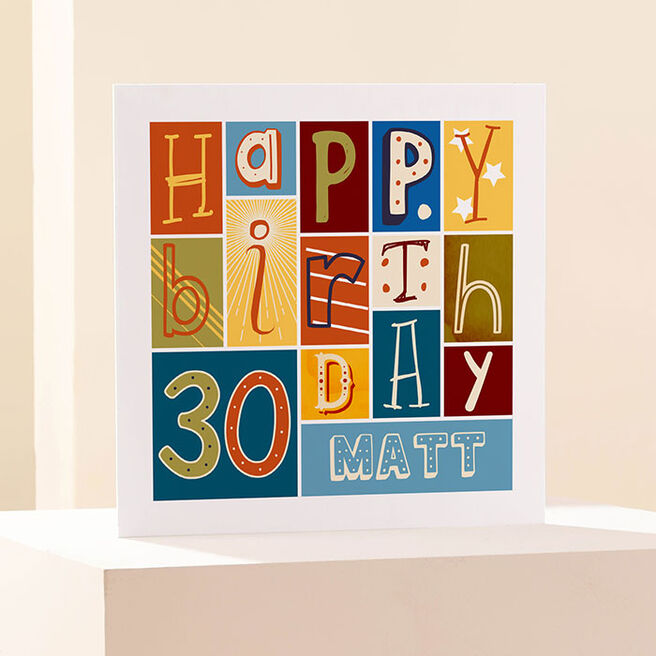 Personalised 30th Birthday Card - Jumbled Letters
