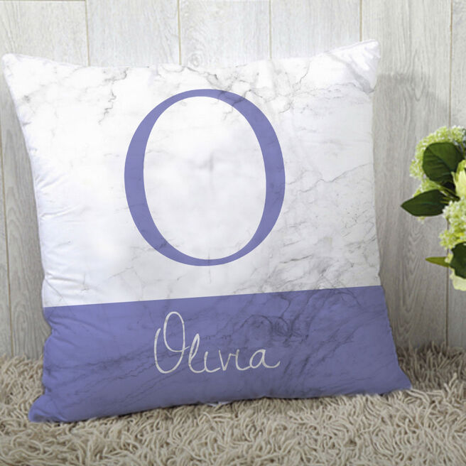 Personalised Cushion - Marble Line Initial & Name