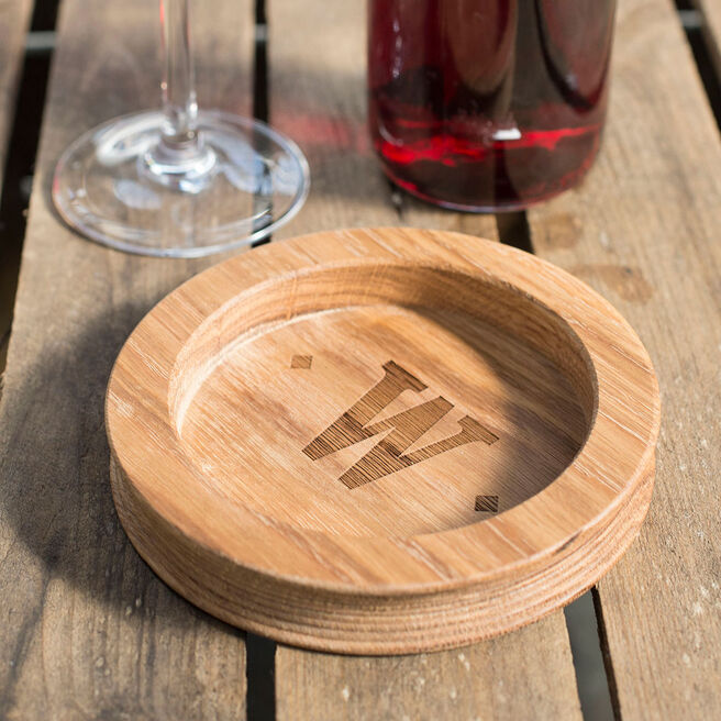 Personalised Wooden Wine Bottle Coaster - Initials