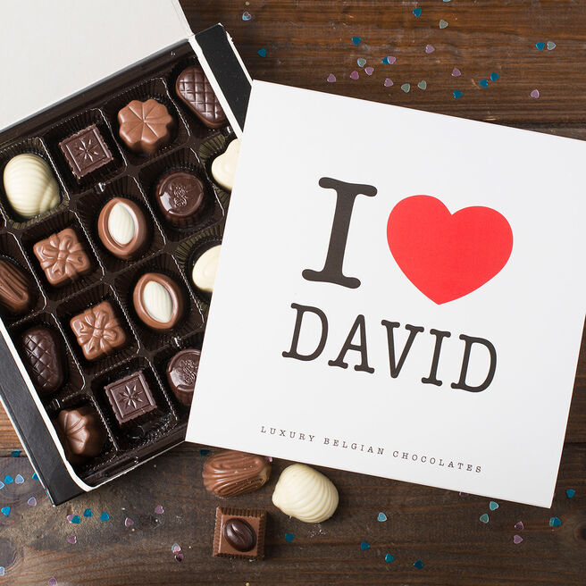 Personalised Belgian Chocolates - I Heart You