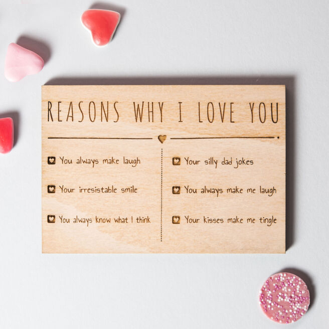 Personalised Wooden Postcard - Reasons Why I Love You