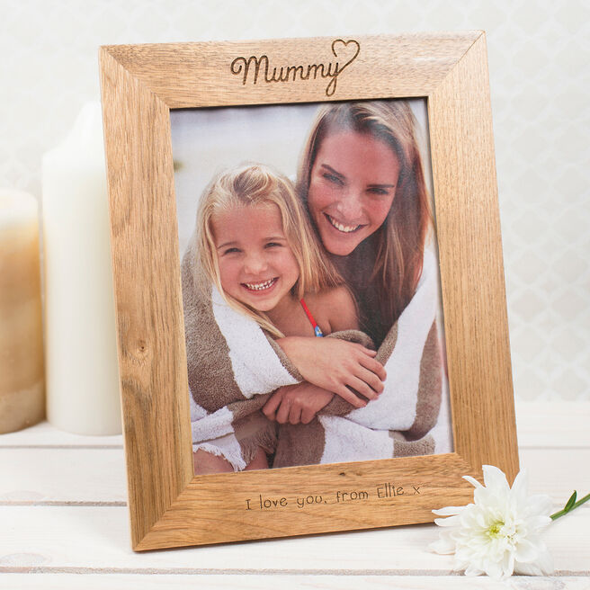 Personalised Wooden Photo Frame - Mummy Heart