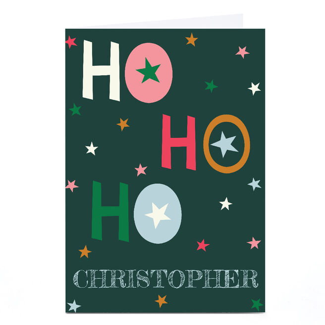 Personalised Sazerelli Designs Christmas Card - Ho Ho Ho! Green