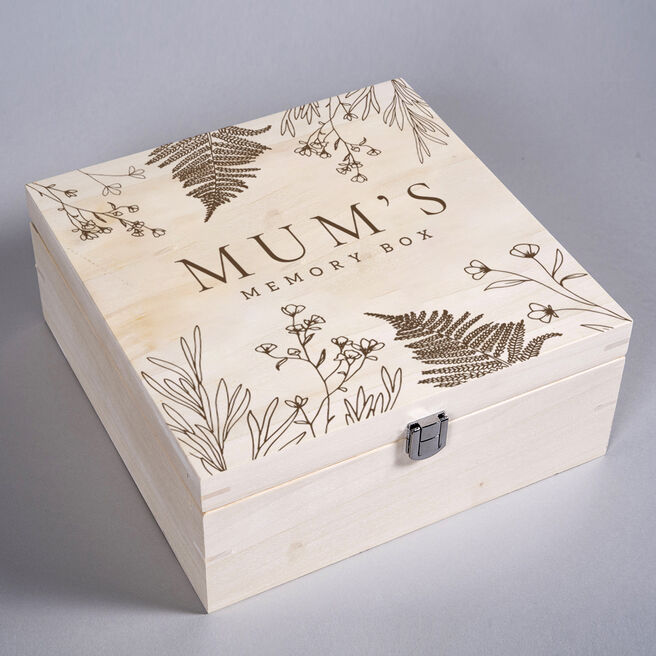 Personalised Wooden Memory Box - Botanical