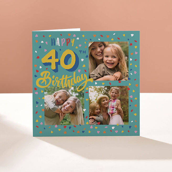 Photo Upload Card - 40th Birthday Confetti