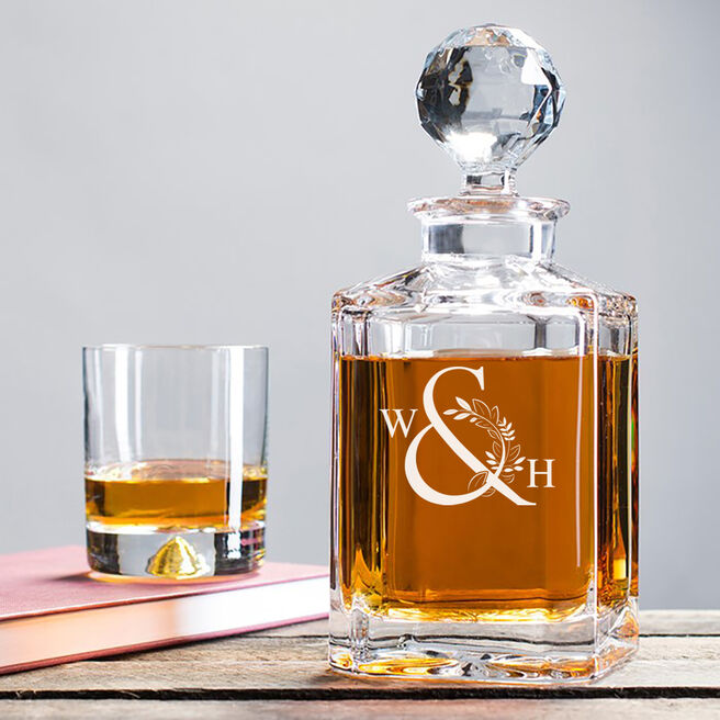 Engraved Crystal Decanter - Ampersand Initials