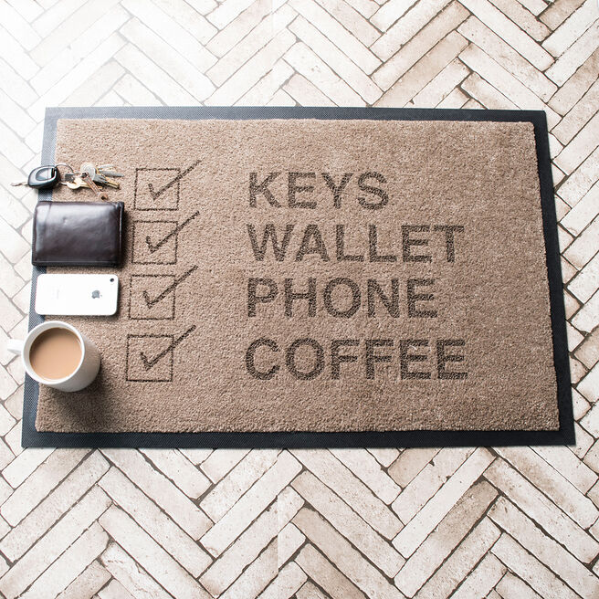 Personalised Indoor Doormat - Keys Wallet Phone
