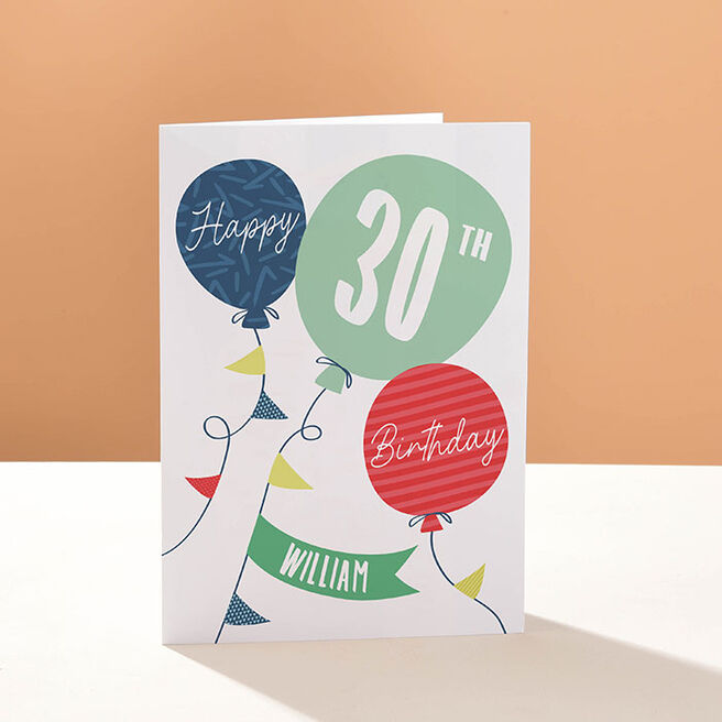 Personalised Card - 30th Birthday Balloons