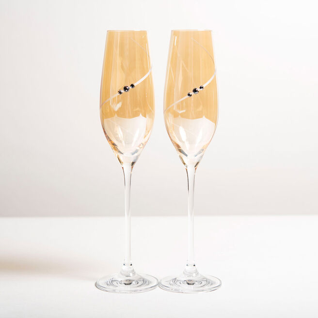 Create Your Own - Engraved Set of 2 Swarovski Elements Diamante Champagne Flutes