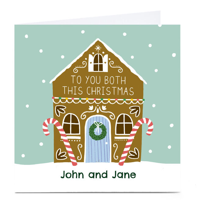 Personalised Zoe Spry Christmas Card - Gingerbread House To Both of You