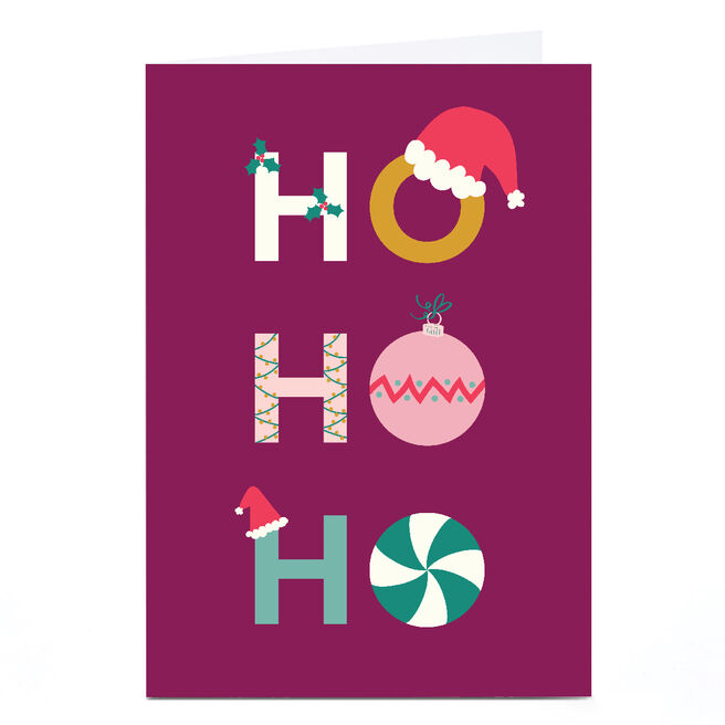Personalised Sazerelli Designs Christmas Card - Ho Ho Ho! Pink