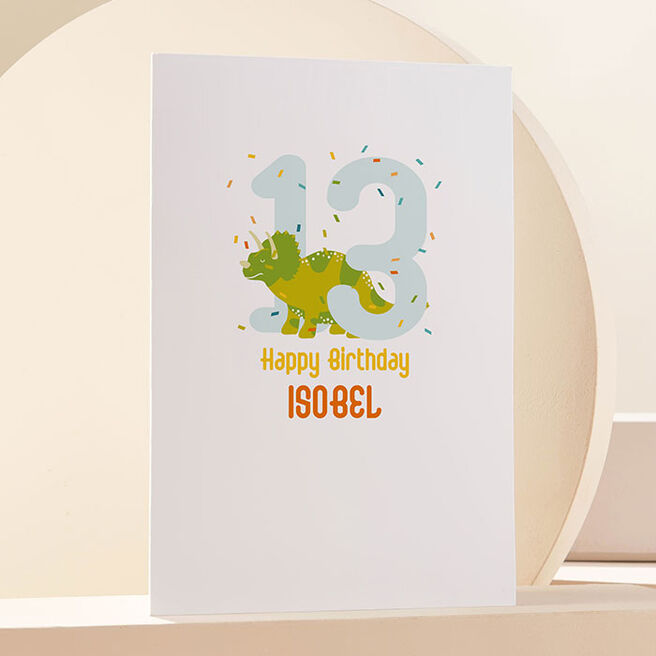 Personalised Birthday Card - Dino Thirteen