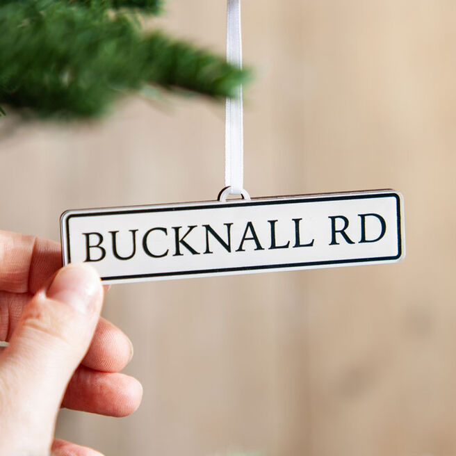 Personalised Street Sign Christmas Hanging Decoration