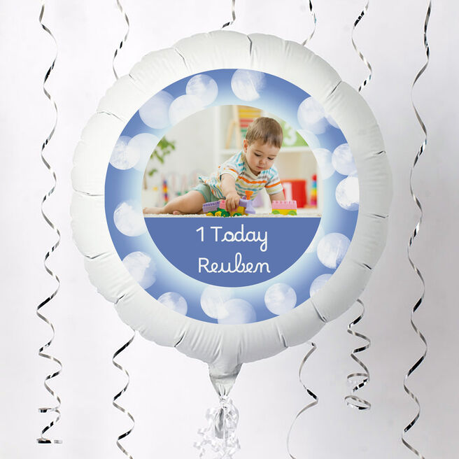 Personalised Photo Upload Large Helium Balloon - Blue Border, Any Message