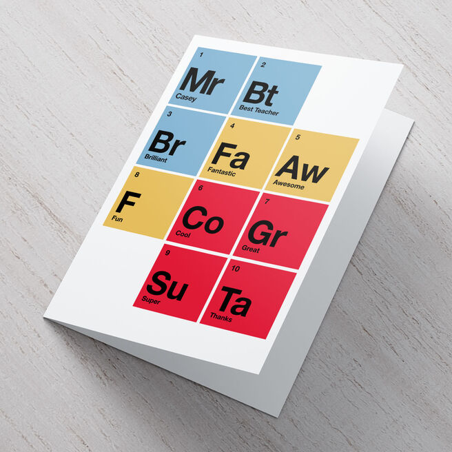 Personalised Card - Best Teacher Periodic Table