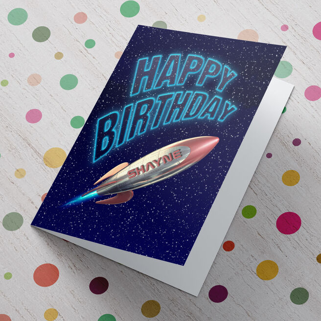 Personalised Card - Happy Birthday Space Ship
