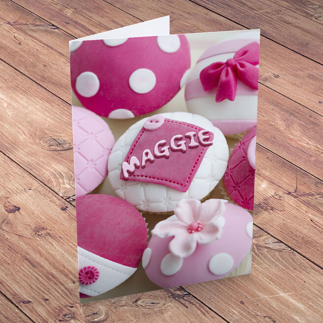 Personalised Card - Pink Cupcakes
