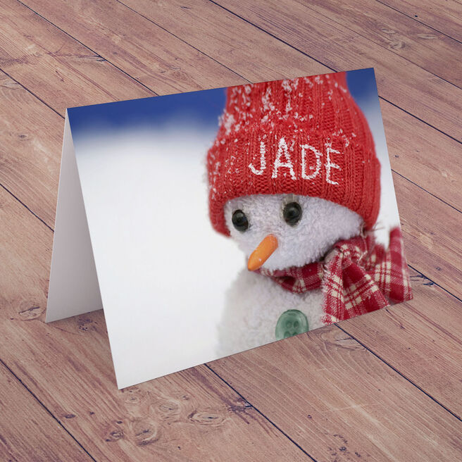 Personalised Christmas Card - Woolly Hat Snowman