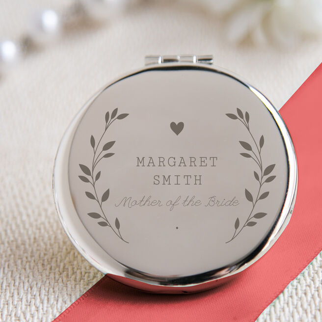Engraved Compact Mirror - Wildflowers