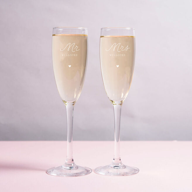 Personalised Champagne Flutes - Couples-Wildflower