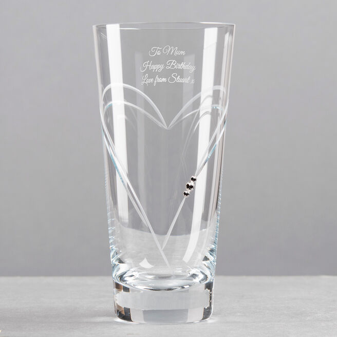 Engraved Swarovski Elements Glass Vase - Birthday