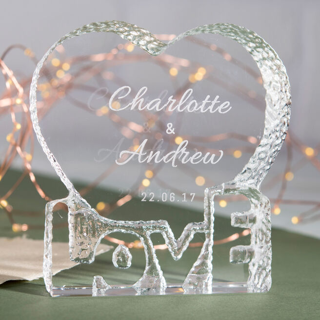 Personalised Optical Crystal Heart Paperweight - Love